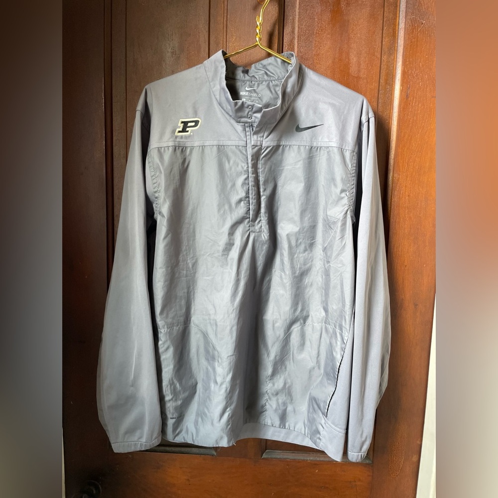 Nike Shield men's large gray Purdue Boilermakers windbreaker pullover shirt
